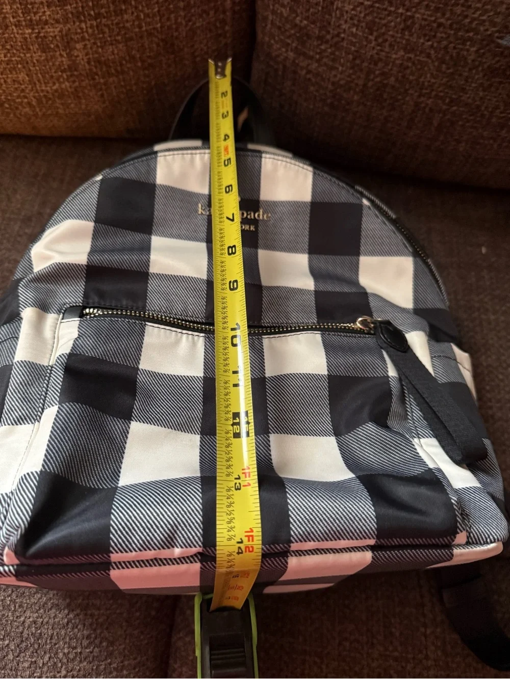 kate spade Black and White Gingham  Backpack with lanyard - Picture 4 of 6